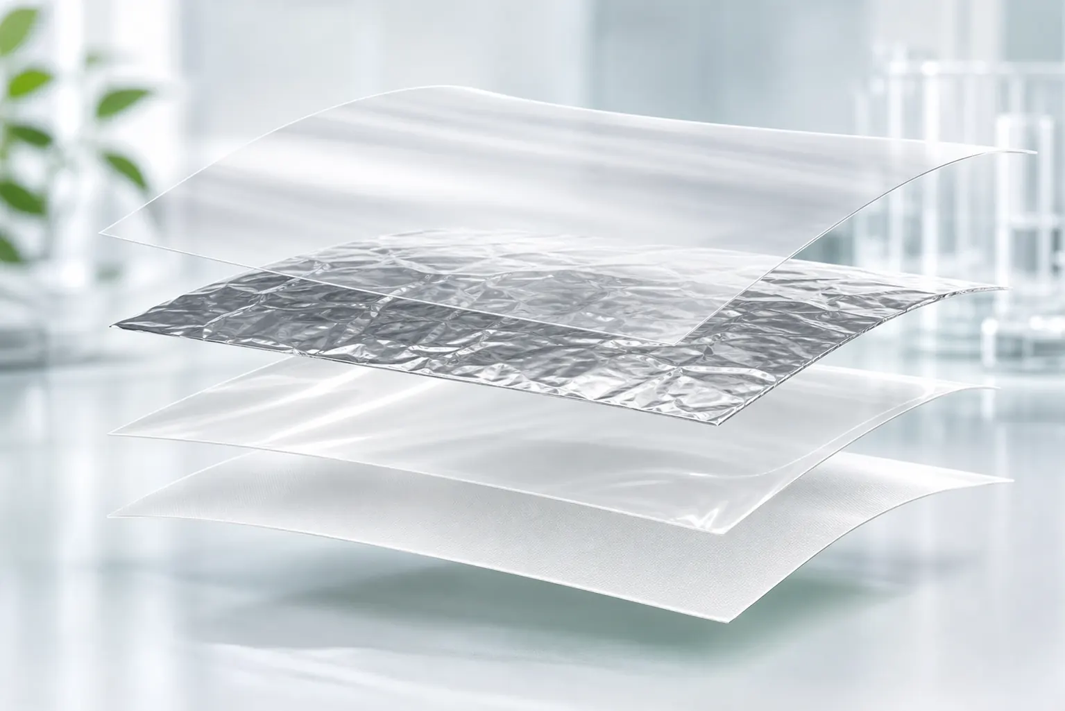 Exploded layers of flexible packaging film