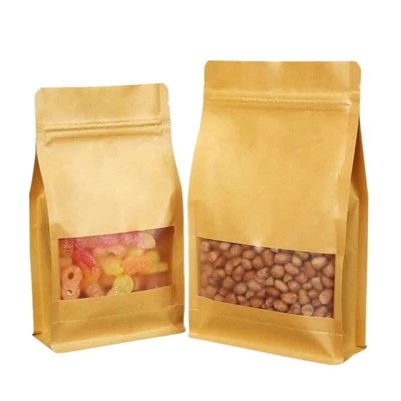 Kraft Paper Window Stand-up Food Pouch Zipper - kraft paper window custom flexible packaging