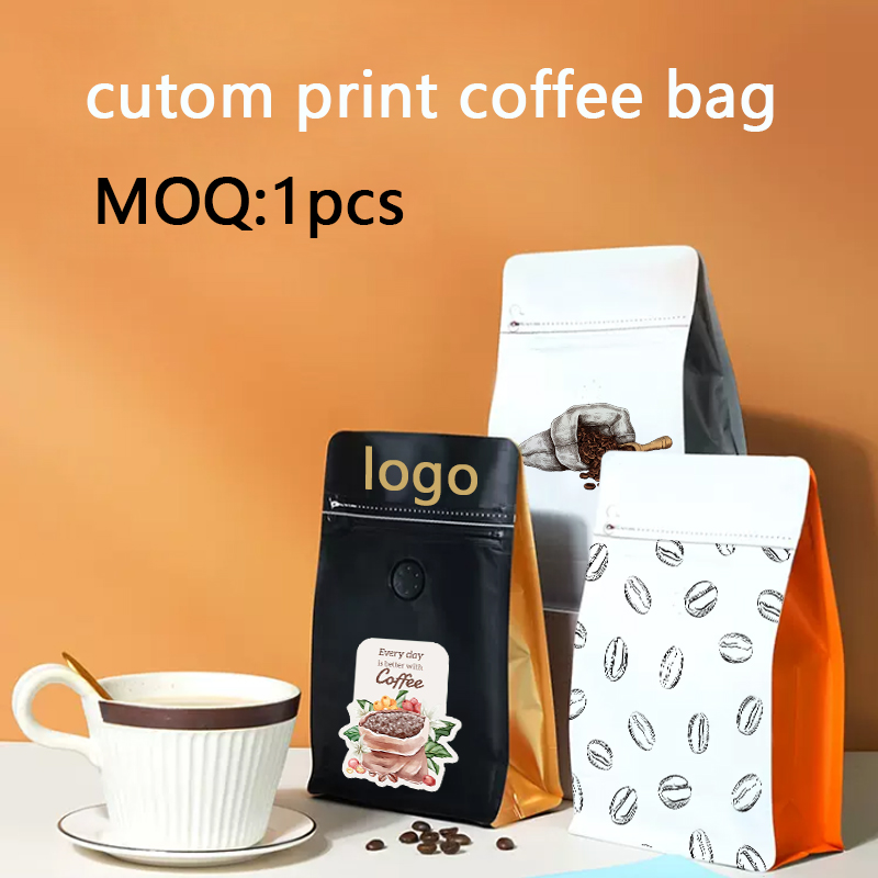 Coffee Bean Pouch with Degassing Valve Foil - coffee bean pouch custom flexible packaging